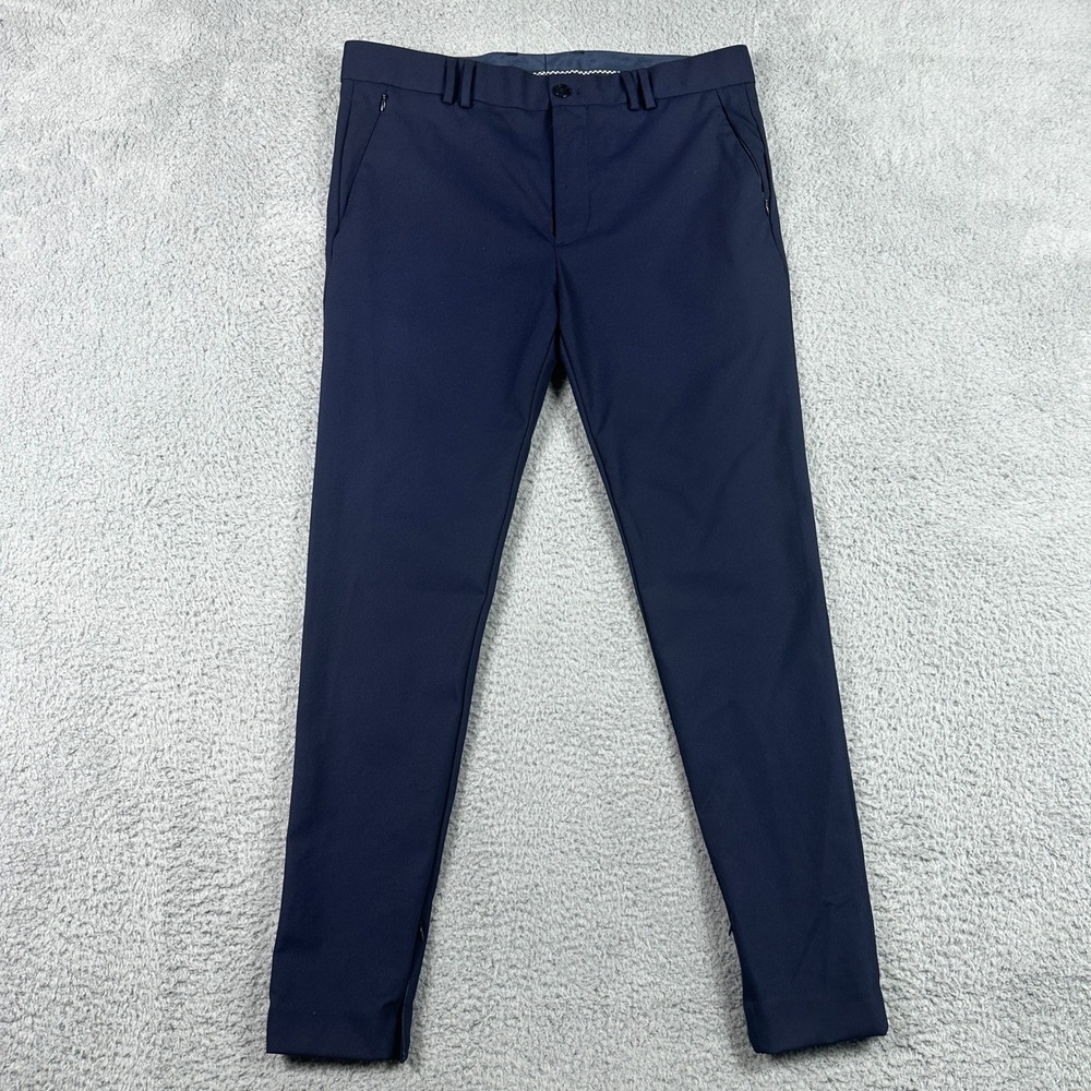Zara Slim Fit Trousers Mens 31 (Fits 32x28) Navy Blue Ankle Zip Zipper Pockets